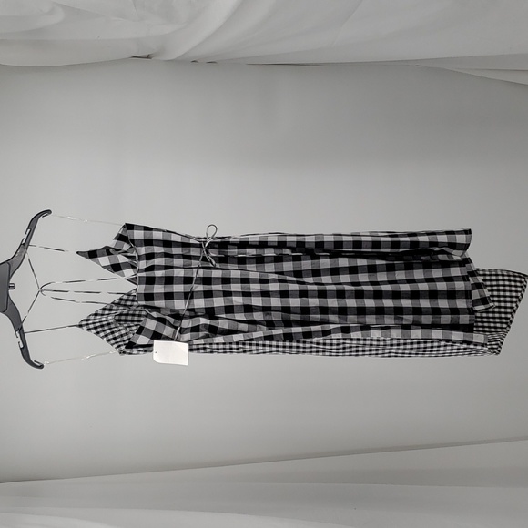 BP. Black White Mixed Check Gingham Sleeveless Wrap Dress Size Medium - Picture 7 of 14
